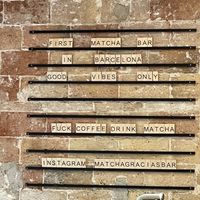 The venue’s wall  at Matcha Gracias in Barcelona
