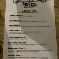 Vegan menu. The Mediterranean is amazing—and has a kick!  at Dangerous Minds Brewing Co in Pompano Beach