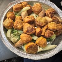 General Tsos, could do without the potato. seitan was chewy  at Amitabha Vegan in Fresh Meadows