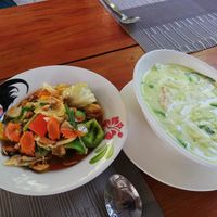 Veg Cashew Stirfy + Veg Green Curry at Sweet Chilli in Phuket