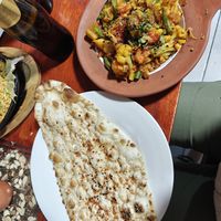 Garlic naan and veg masala at Garhwal in Cusco