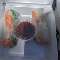 Spring rolls and peanut sauce at Vegan Sun in Provo