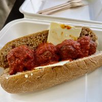 Meatless meatball marinara  at Down to Earth in Kahului