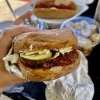 Nashville Hot Chick’n Sandwich - highly recommend! at Down to Earth in Kahului