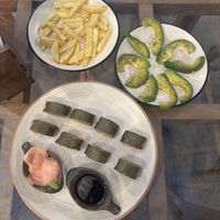 Sushi’s and fries and avo in the side (side order)  at Gratitude in Anjuna