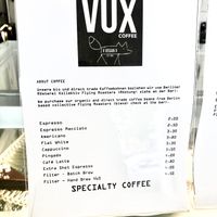 menu  at Cafe Vux in Berlin