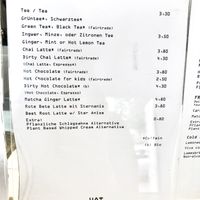 menu  at Cafe Vux in Berlin