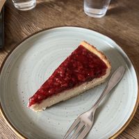 Raspberry cheesecake   at Cafe Vux in Berlin