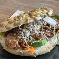 Seitan bagel  at Cafe Vux in Berlin