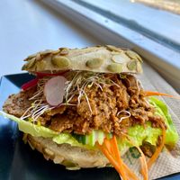 Seitan bagel at Cafe Vux in Berlin