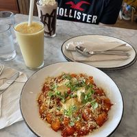 Gnocchi Pomodoro with Mango Orange smoothie & Chocolate shake🍫  at Hungry Angelina in Long Beach