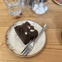 Cherry and almond brownie - too sickly for me  at The Boatyard in North Shields