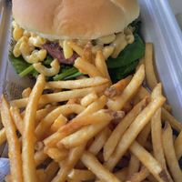 Vegan mac n cheese truffle burger (with beyond)  at Sabia Plant Based Eatery in Guaynabo