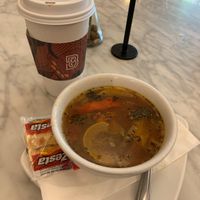 Hot chocolate and fire roasted vegetable soup! at Black & Brew in Lakeland