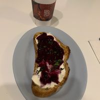 Chai tea latte with half & half and blueberry lemon ricotta! at Black & Brew in Lakeland