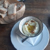 The Skordalja served with toasted bread #Veganuary at Smokvica - Kralja Petra in Belgrade