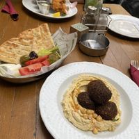 Hummus - falafel. Great portion! Served with pita bread and veggies. Delicious!  at Smokvica - Kralja Petra in Belgrade