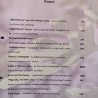 Menu with mostly vegan items except fish dish at Smokvica - Kralja Petra in Belgrade