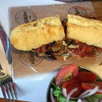 Vegan sandwich w hummus at Merken in San Martin De Los Andes