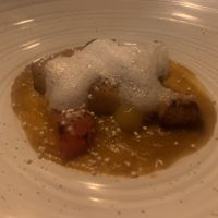 Desert, veggies and fruit in a sweet squash sauce.    at Teocintle - Tika'aya in Oaxaca