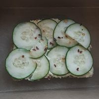 The Hummus Toast: Sprouted Grain Bread, Hummus, Cucumber, Red Pepper Flakes, Lemon Juice, NO Feta at Clean Juice in Lincoln