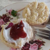 Vegan scones and cream. at Vintage Rose Tea & Coffee House in East Albury