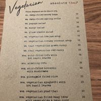 Vegetarian menu at Absolute Thai - Premium Outlets Genting in Genting Highlands