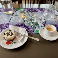 Vegan tiramisu cake and espresso, what else? 😉  at Vegan Vacation in Bergen