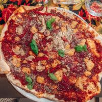 Basic pizza (first on the menu)  at Vegan Vacation in Bergen