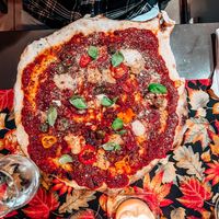 Spicy pizza  at Vegan Vacation in Bergen