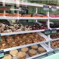 The vegan doughnuts were all on the left  at Rodeo Doughnuts - Long Acre in London