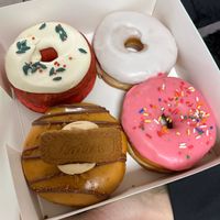 Selection of vegan doughnuts at Rodeo Doughnuts - Long Acre in London