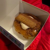 Lotus Biscoff vegan doughnut - filled with Biscoff spread at Rodeo Doughnuts - Long Acre in London