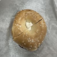 Toasted salt with tofu cream cheese  at Goldberg's in Westhampton Beach