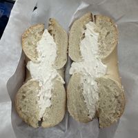 Toasted salt with tofu cream cheese  at Goldberg's in Westhampton Beach