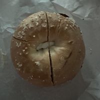 Toasted salt with vegan cream cheese  at Goldberg's in Westhampton Beach