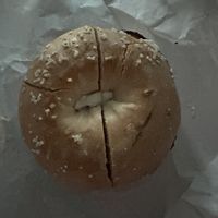 Toasted salt with vegan cream cheese  at Goldberg's in Westhampton Beach