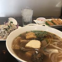 bun hue + cha gio at Huong Sen Lotus Vegetarian in Houston