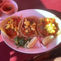 El pastor tacos with tofu meat  at Fiesta Oaxaca in Santa Fe