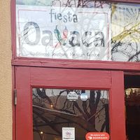 Happy cow decal on door but hard to see at Fiesta Oaxaca in Santa Fe