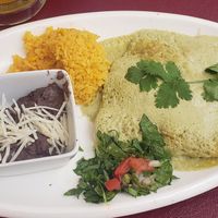 Chicken enchiladas with "cheese" at Fiesta Oaxaca in Santa Fe