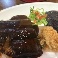 Vegan Oaxaca mole enchiladas  at Fiesta Oaxaca in Santa Fe