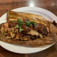 Vegan Tamale with Oaxaca style mole at Fiesta Oaxaca in Santa Fe