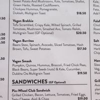 Vegan section at Neighbours Cafe in St Kilda
