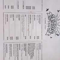 Drinks menu at Neighbours Cafe in St Kilda