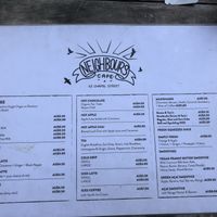 Menu at Neighbours Cafe in St Kilda