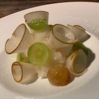 Japanese pear, Shine Muscat and White wine sorbet at Chez Tomo in Tokyo