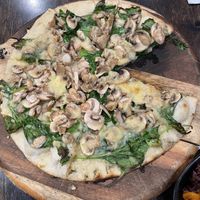 Funghi Olio pizza - spinach, mushrooms, truffle oil   at Silvio's Italian in Coffs Harbour