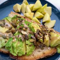 tartine with avocado and tahini at Bleu Olive in Paris