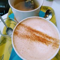 chai latte with oat milk at Bleu Olive in Paris